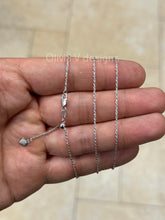 1mm Solid Adjustable Diamond Cut Rope Chain REAL 14K White Gold Up To 22", Rope Chain, 14k White Gold